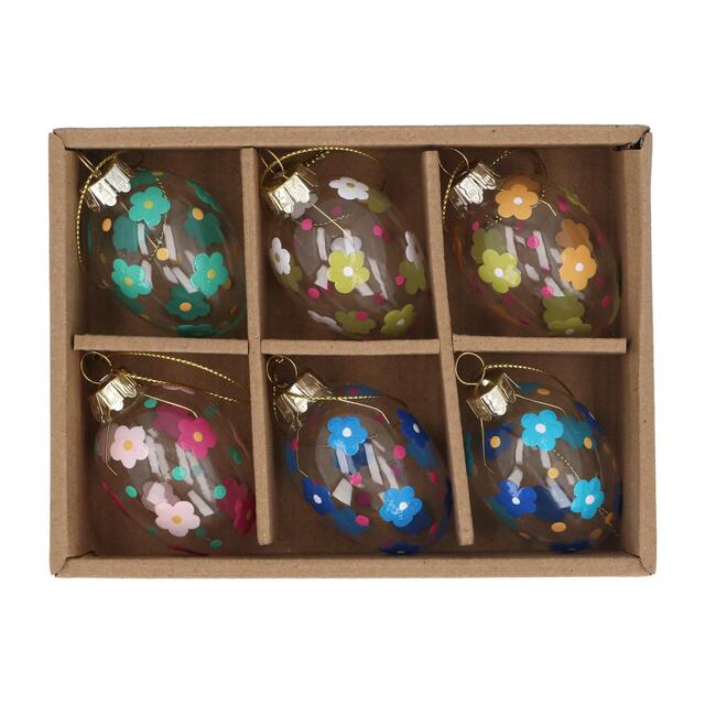 Ditsy Flower Glass Eggs Easter Decorations