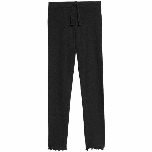 M&S Plain Ribbed Cotton Leggings, 2-8 Years, Black