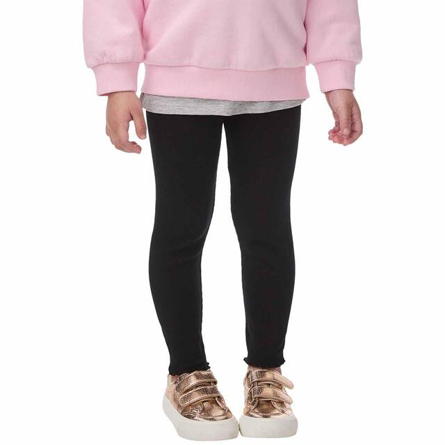 M&S Plain Ribbed Cotton Leggings, 2-8 Years, Black thumbnail 2