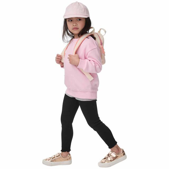 M&S Plain Ribbed Cotton Leggings, 2-8 Years, Black thumbnail 3