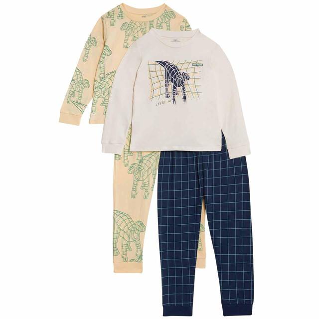 M&S Dino Pyjamas, 2 Pack, 2-7 Years, Navy