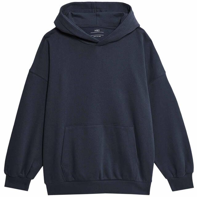 M&S Elevated Essential Plain Hoodie, 7-12 Years Navy