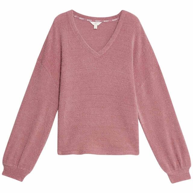 M&S Womens Feather Knit Lounge Sweatshirt, S-XL, Dusty Pink
