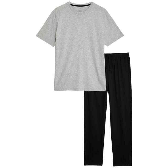 M&S Mens Pure Cotton Pyjama Set, S-XL, Grey