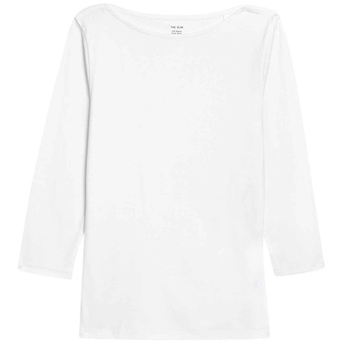 M&S Womens Pure Cotton Slim Fit Top, Size 16, White