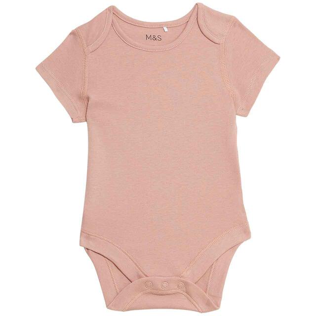 M&S Pure Cotton Bodysuits, Newborn-3 Years, Pink