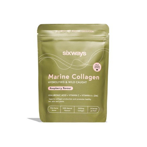 Sixways Marine Collagen Powder, Pure Wild Marine Collagen, Raspberry