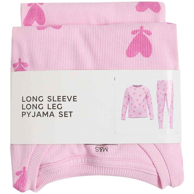 M&S Heart Stem Rib PJ, 2-7 Years, Pink Mix thumbnail 2