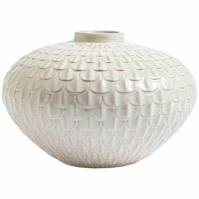 M&S Medium Scalloped Textured Vase, White