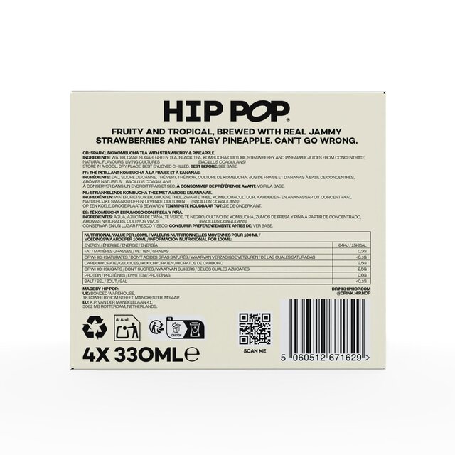 Hip Pop Strawberry & Pineapple Kombucha thumbnail 4