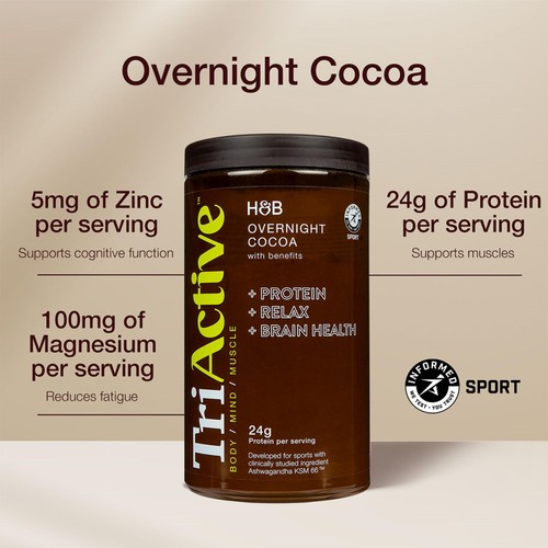 TriActive Sport Overnight Cocoa Protein "with Benefits" Chocolate Caramel thumbnail 2