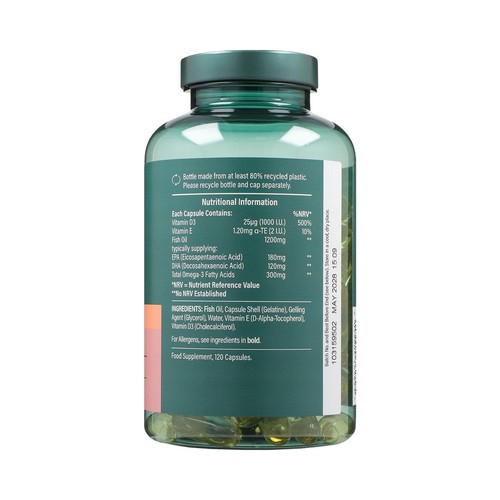 Holland & Barrett Omega 3 Fish Oil 1200mg + D3 Capsules thumbnail 2