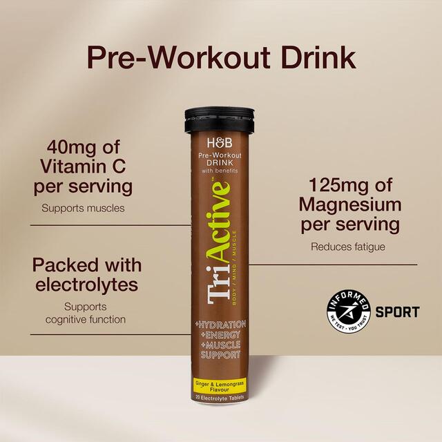 TriActive Pre-Workout Electrolyte Effervescent Ginger & Lemongrass Tablets thumbnail 3