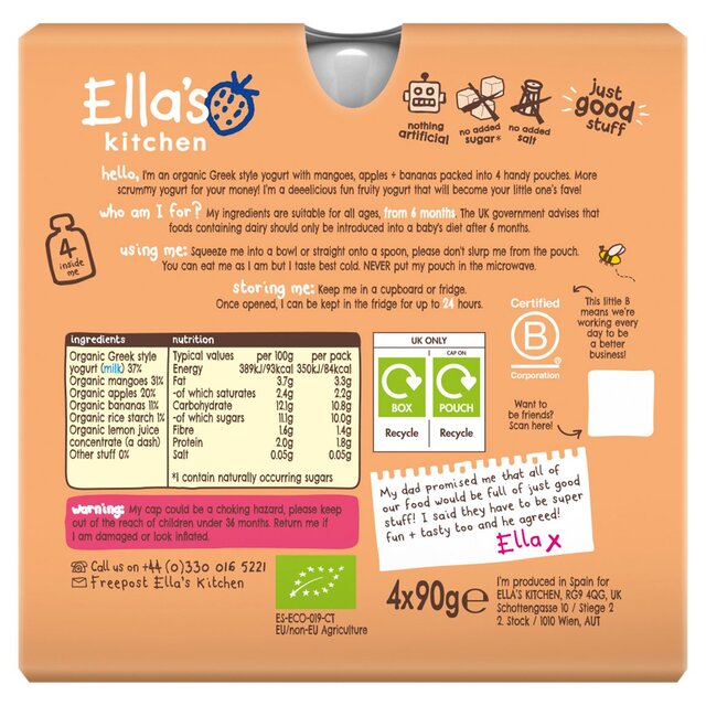 Ella's Kitchen Organic Mango Greek Style Yog Food Pouch Multi 6m+ M thumbnail 2