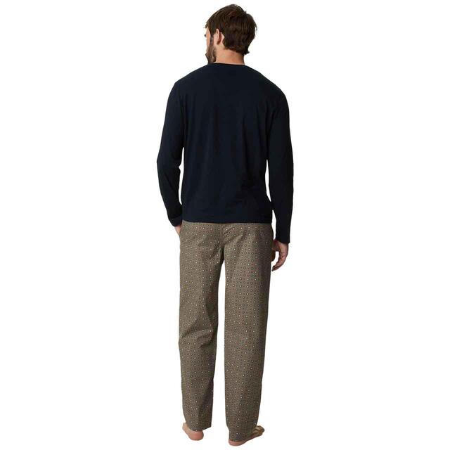 M&S Mens Pure Cotton Foulard Print Pyjama Set, S-XL, Navy thumbnail 4