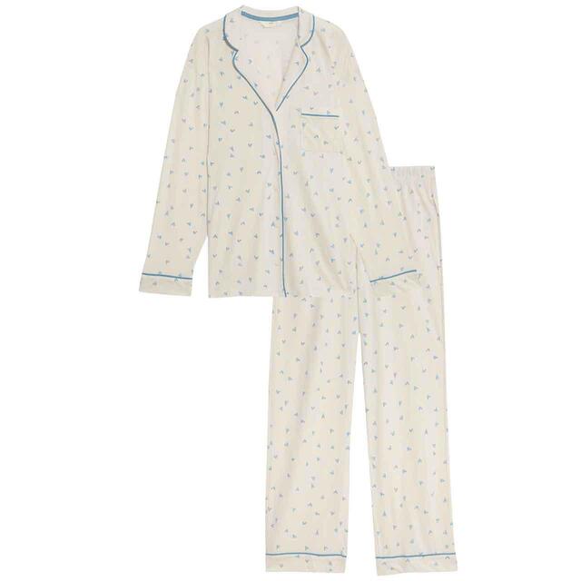 M&S Cotton Modal Cool Comfort Printed PJ, S-XL, Ivory