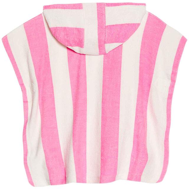M&S Girls Pure Cotton Towelling Striped Poncho, 3-7 Years, Pink thumbnail 2