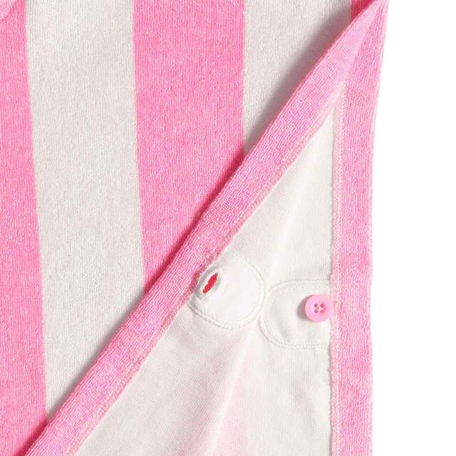 M&S Girls Pure Cotton Towelling Striped Poncho, 3-7 Years, Pink thumbnail 3