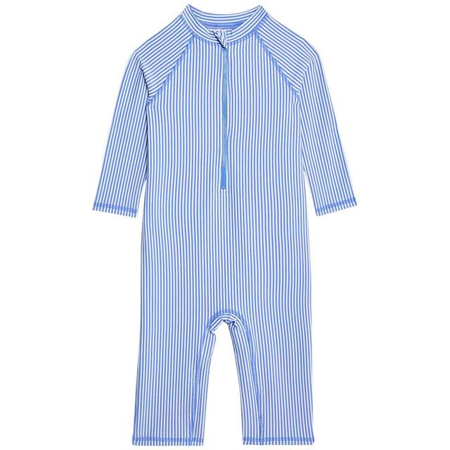 M&S Ticking Stripe All In One, 2-7 Years, Blue
