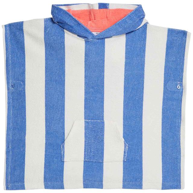 M&S Pure Cotton Striped Poncho, 2-7 Years, Blue