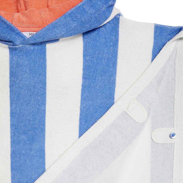 M&S Pure Cotton Striped Poncho, 2-7 Years, Blue thumbnail 3