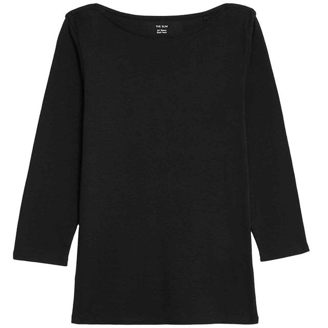 M&S Womens Pure Cotton Slim Fit Top, Size 8, Black