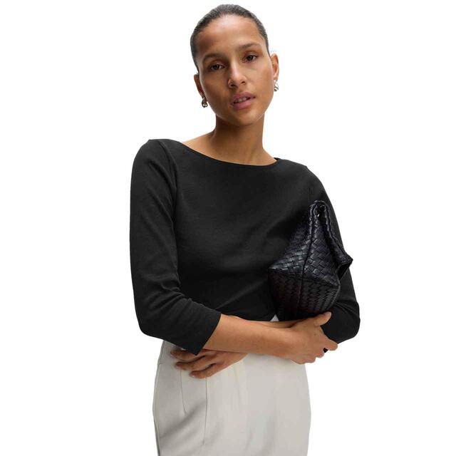 M&S Womens Pure Cotton Slim Fit Top, Size 8, Black thumbnail 3