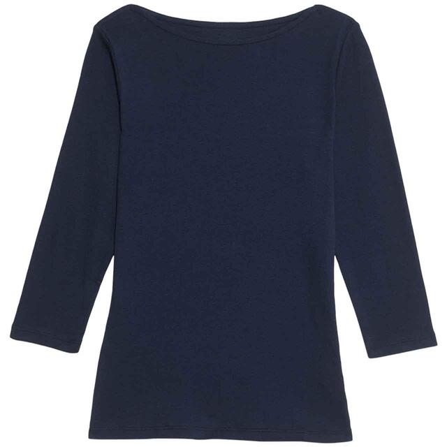 M&S Womens Pure Cotton Slim Fit Top, Size 8-18, Navy