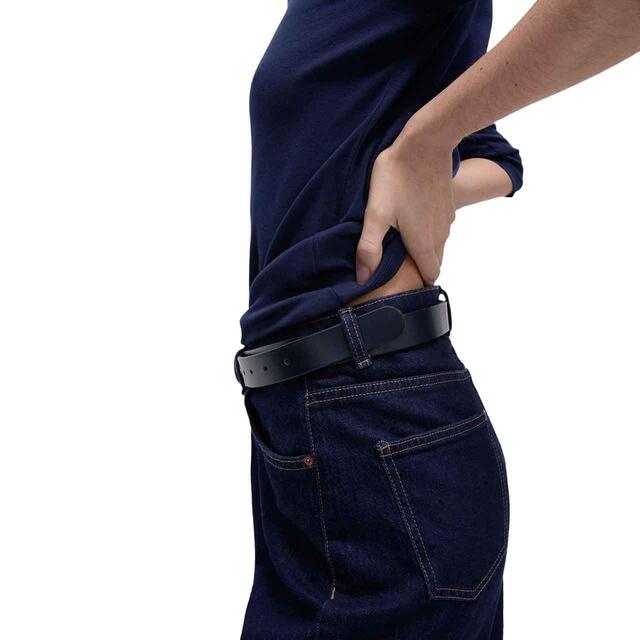 M&S Womens Pure Cotton Slim Fit Top, Size 8-18, Navy thumbnail 3