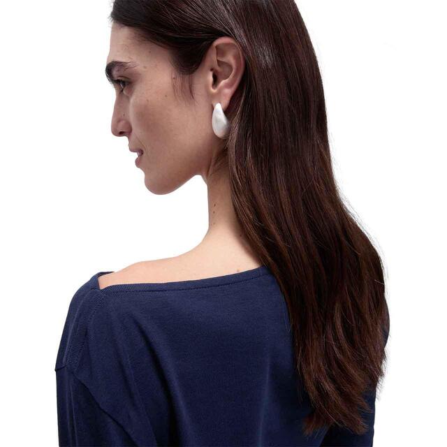 M&S Womens Pure Cotton Slim Fit Top, Size 8-18, Navy thumbnail 4