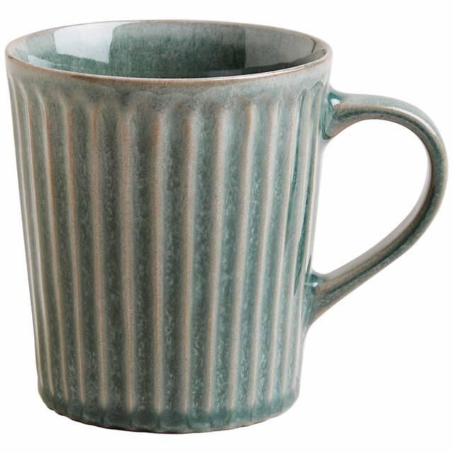 M&S Ribbed Reactive Glaze Mug, Green