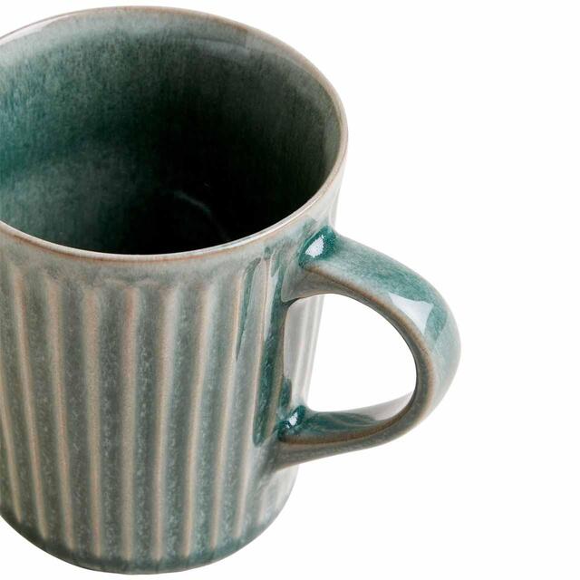 M&S Ribbed Reactive Glaze Mug, Green thumbnail 2