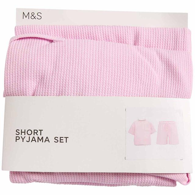 M&S Plain Waffle Shortie, 3-12 Years, Bright Pink thumbnail 2