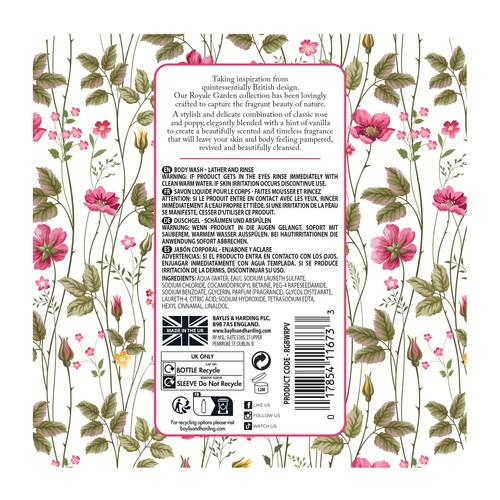 Baylis & Harding Royale Garden Rose, Poppy & Vanilla Body Wash thumbnail 6