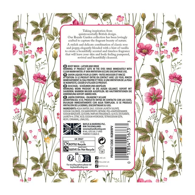 Baylis & Harding Royale Garden Rose, Poppy & Vanilla Body Wash thumbnail 6