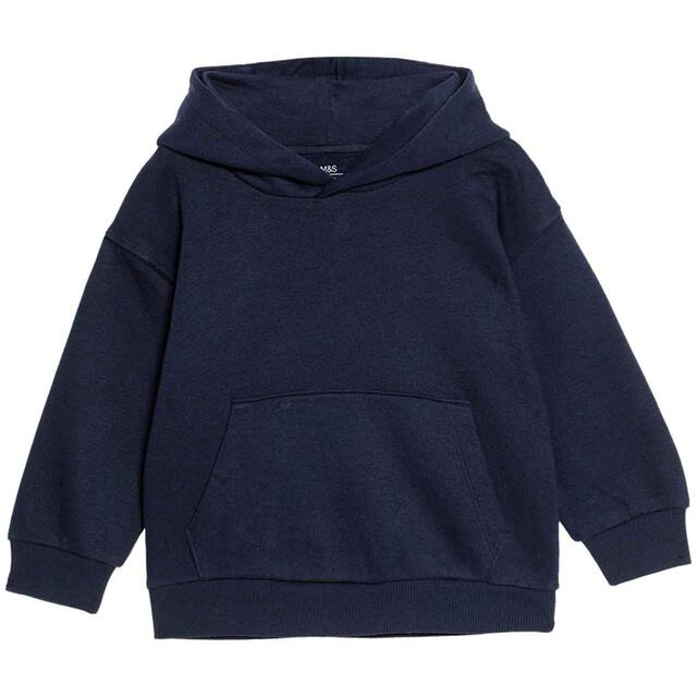M&S Plain Hoodie, 2-7 Years, Navy