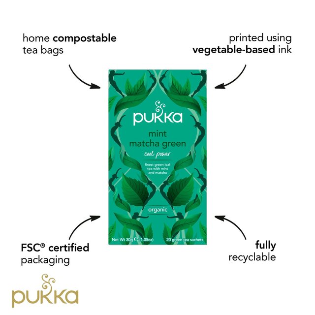 PUKKA Mint Matcha Green Organic & Fair Herbal Tea Bags thumbnail 4
