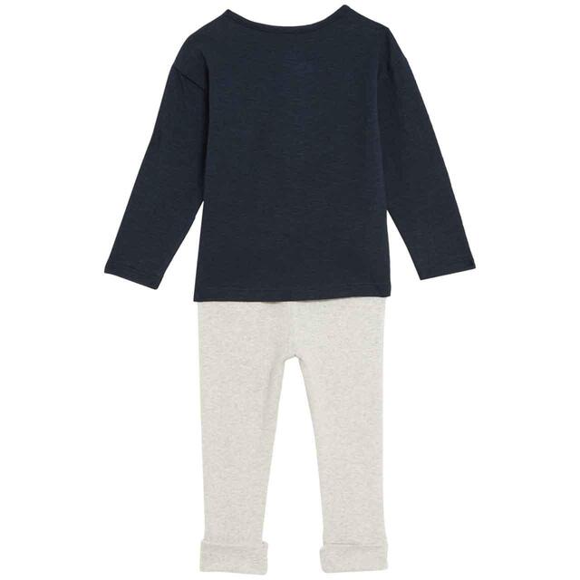 M&S Long Sleeve Jersey Outfit, 0 Months-3 Years, Navy thumbnail 2