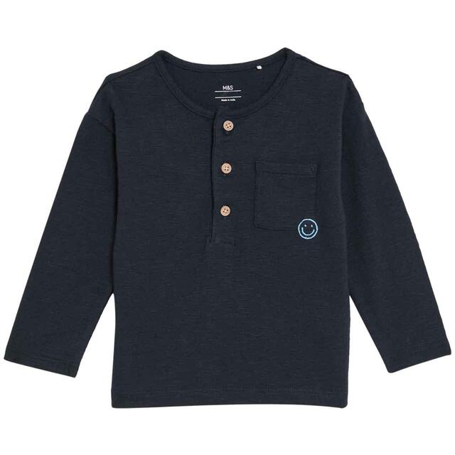 M&S Long Sleeve Jersey Outfit, 0 Months-3 Years, Navy thumbnail 4