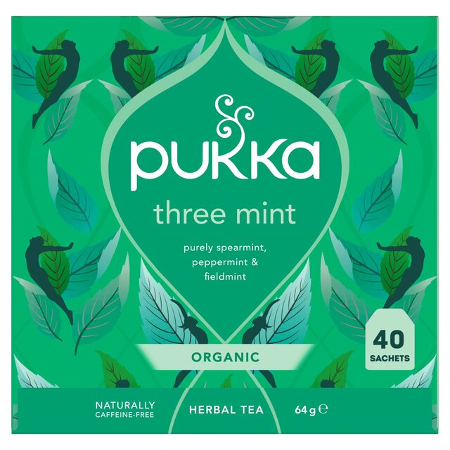 PUKKA Organic Three Mint Tea with Peppermint 40 Herbal Tea Bags