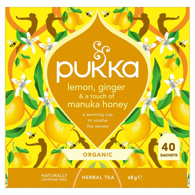 PUKKA Organic Lemon, Ginger & Manuka Honey 40 Herbal Tea Bags