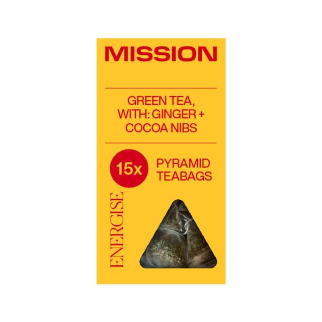 MISSION Energise Green Tea Bags with Cocoa Nibs + Ginger