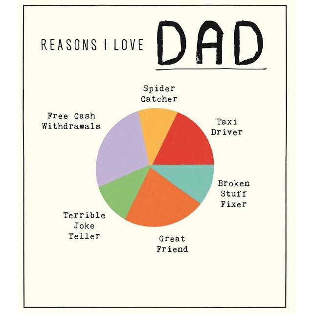 Reasons I Love Dad Pie Chart Father's Day Card