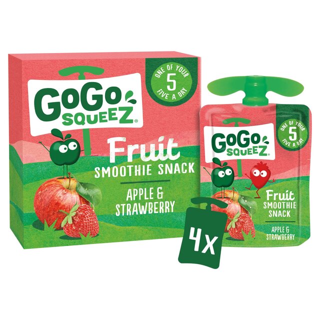 GoGo squeeZ Fruit Smoothie Snack Apple and Strawberry 4X90g thumbnail 2