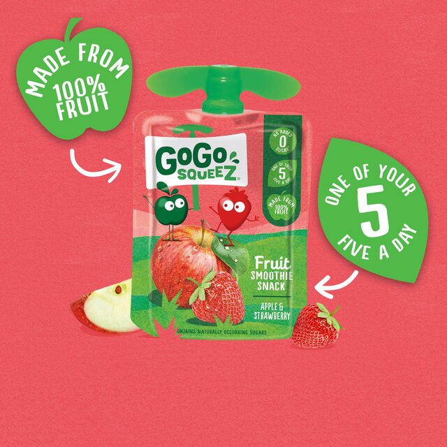 GoGo squeeZ Fruit Smoothie Snack Apple and Strawberry 4X90g thumbnail 3