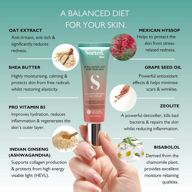 Sorted Skin 5 in 1 Anti-Redness SPF50 Day Cream - Prebiotic Microbiome thumbnail 4