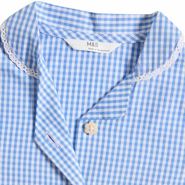 M&S Cotton Tie Gingham Dress, 3-12 Years, Light Blue thumbnail 2