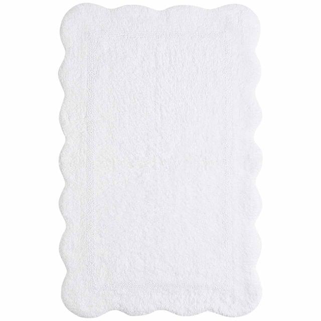 M&S Pure Cotton Scalloped Bath Mat, White