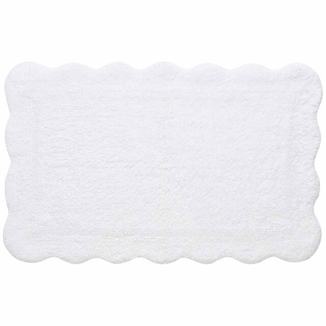 M&S Pure Cotton Scalloped Bath Mat, White thumbnail 2