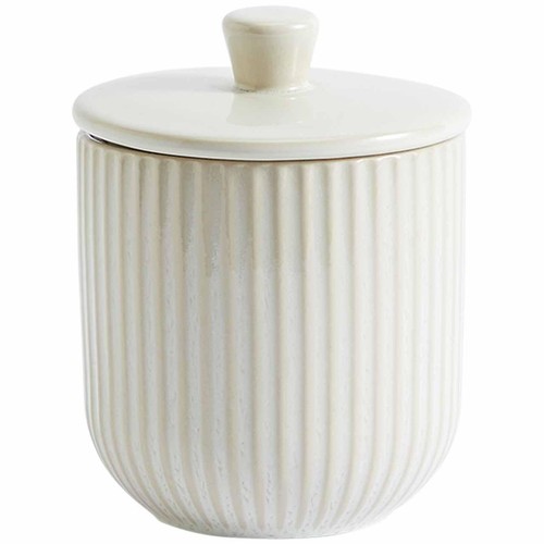 M&S Small Ribbed Storage Jar, Cream